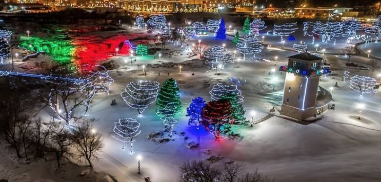 Winter Wonderland At Falls Park Downtown Sioux Falls